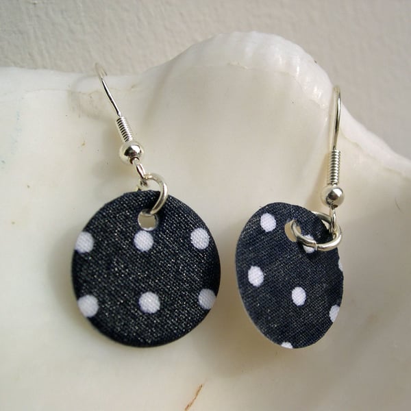 Hardened Ditsy Polka Dot Disc Earrings in Navy