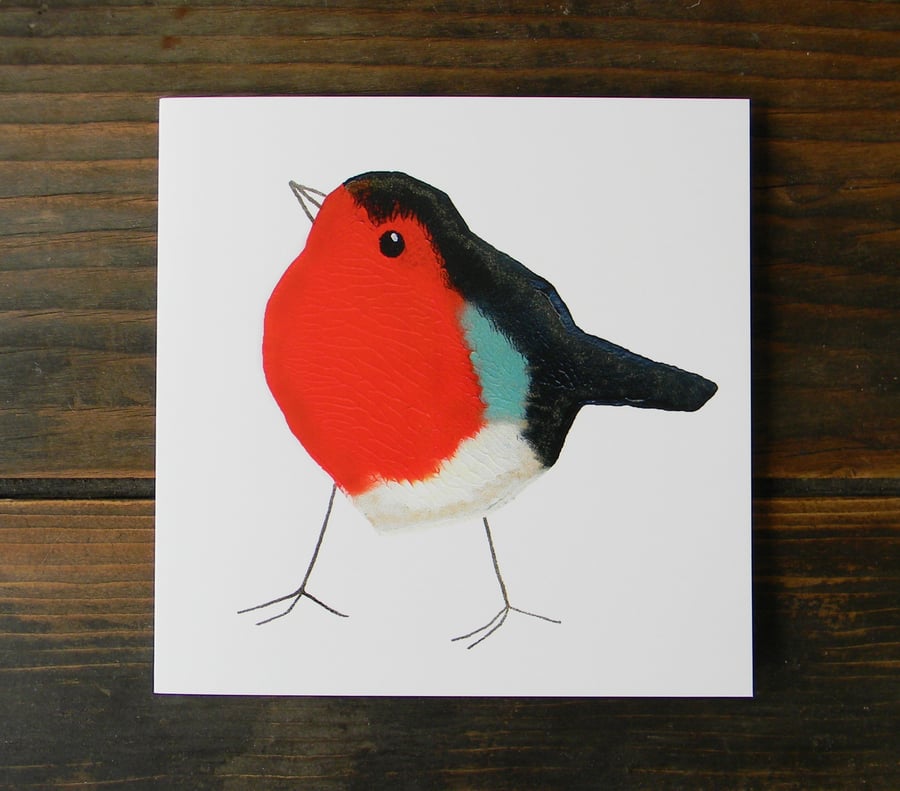 Robin card, printmaking