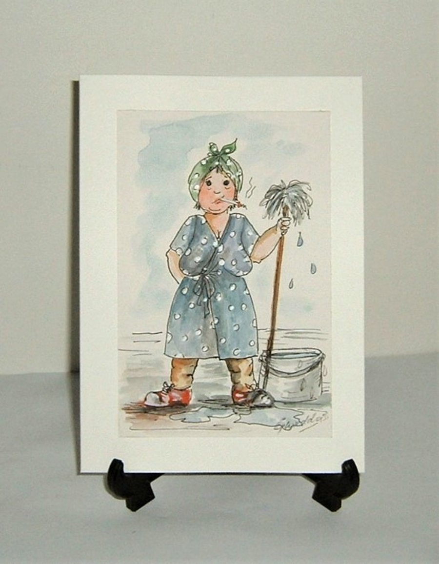 original art hand painted greetings card ( ref F908)
