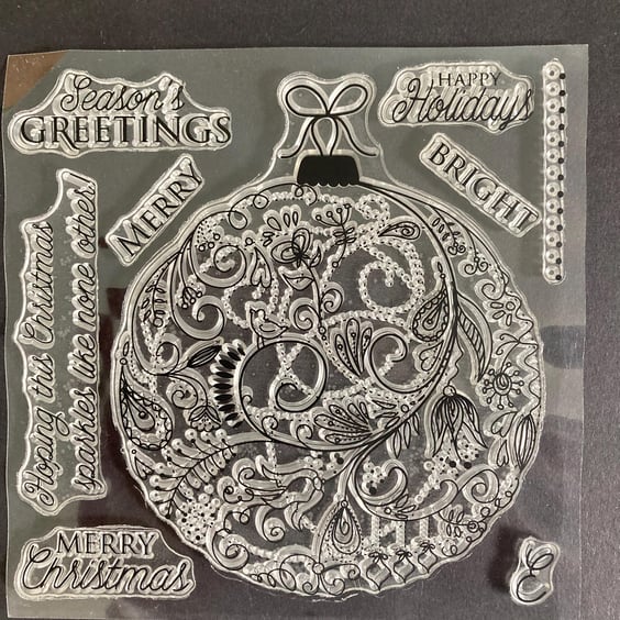 NEW Decorative Christmas Bauble Clear Stamp Set 9-Piece