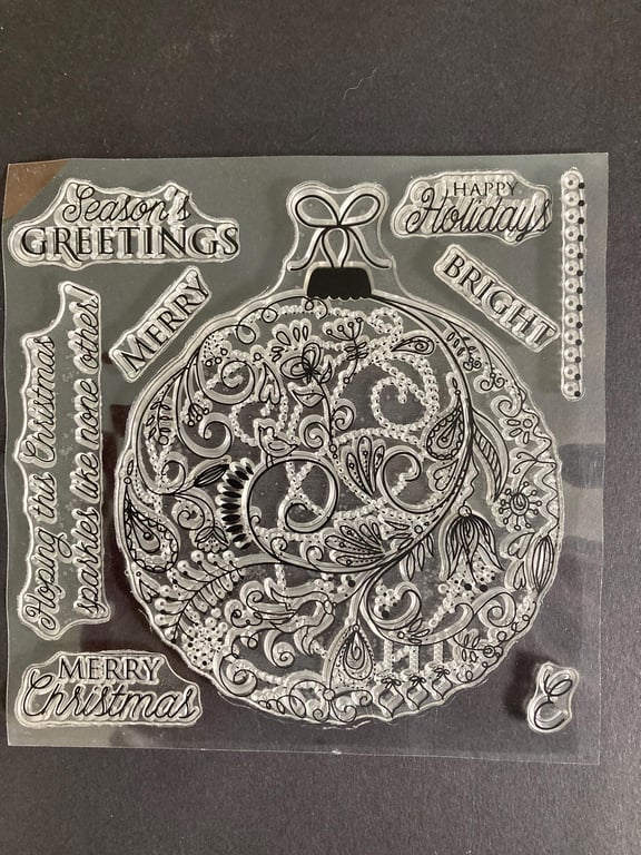 NEW Decorative Christmas Bauble Clear Stamp Set 9-Piece