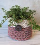 Crochet container, plant pot cover, new home gift, desk tidy, recycled - Image 2