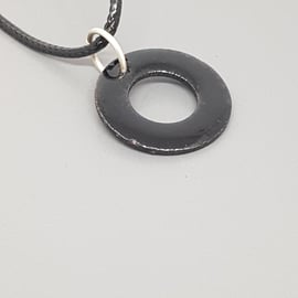 Black Enamelled Washer Shaped Pendant