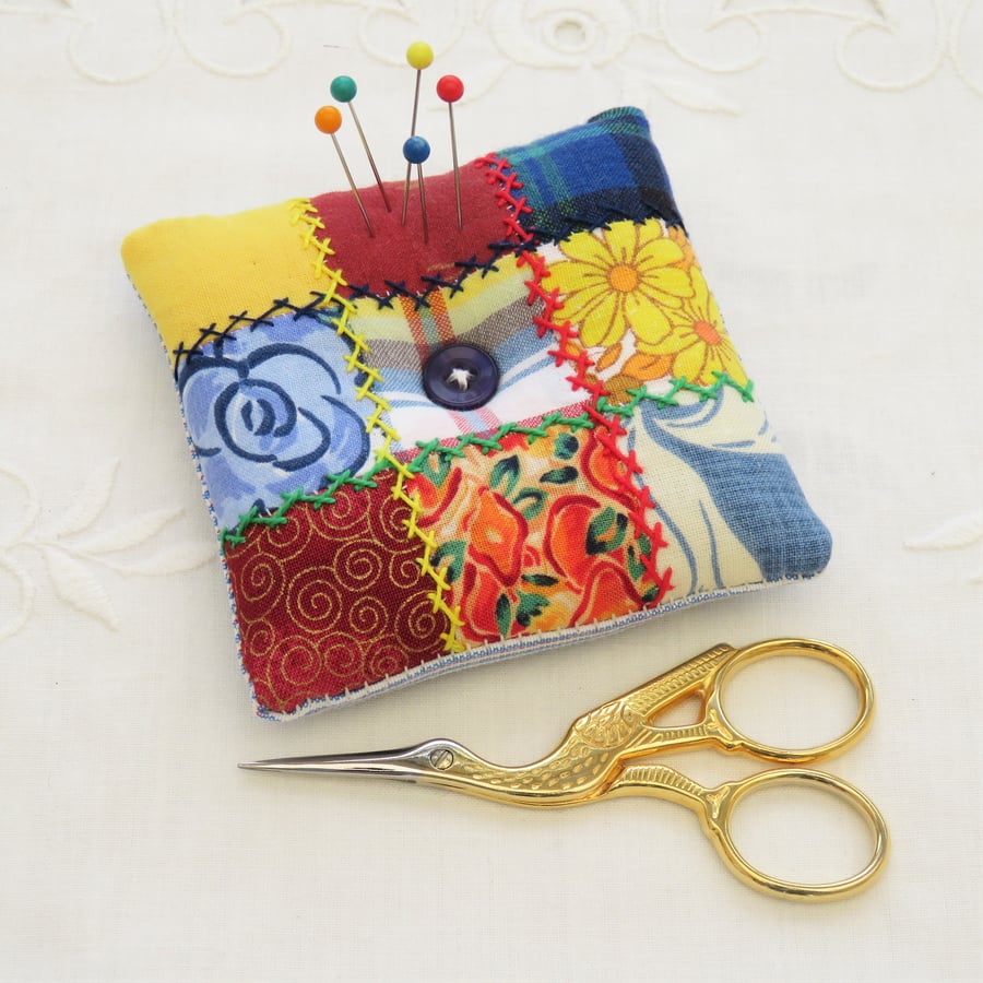 Patchwork Pincushion - Bright Multi Colours