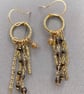 Dainty Hoop Dangle Earrings With Pyrite & Smokey Quartz  - Image 2