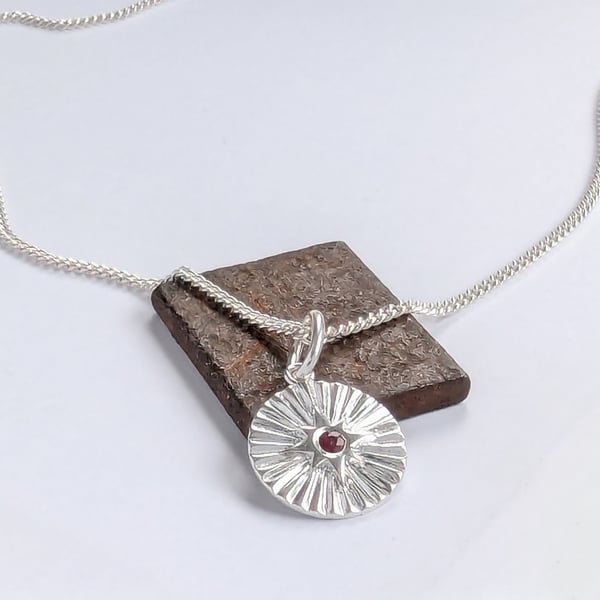 STARBURST NATURAL RUBY Sterling Silver pendant, Handmade Urban Jewellery Design