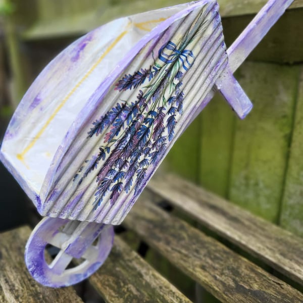 Lavender Decorative Wooden Wheelbarrow - Shabby Chic decorative planter