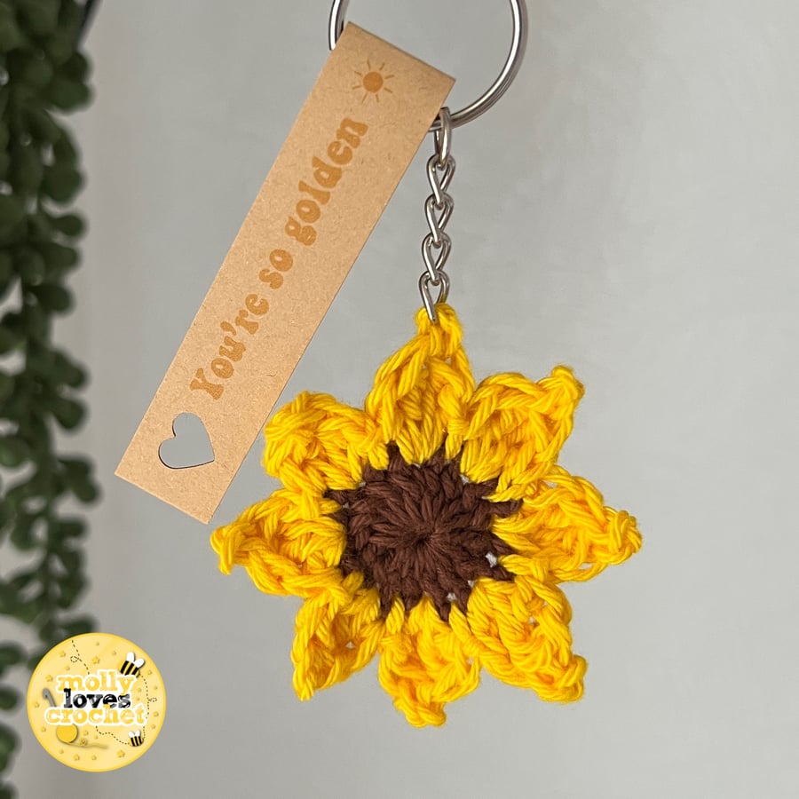 Crochet Sunflower Keyring 