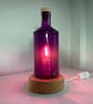 Decorative Table Lamp, Upcycled Mauve Glass Gin Bottle