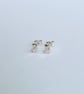 Tiny Rectangular Hammered Recycled Sterling Silver Stud Earrings - Image 4