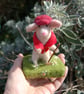 Gardening mouse    - needlefelt wool textile art.   free postage