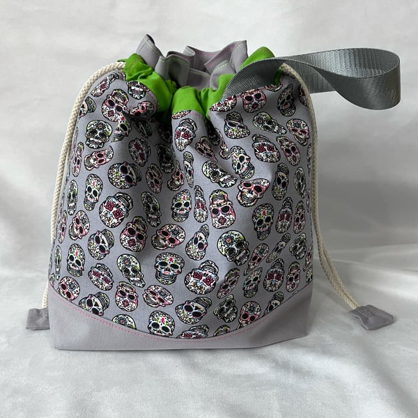 Large cotton canvas drawstring project bag
