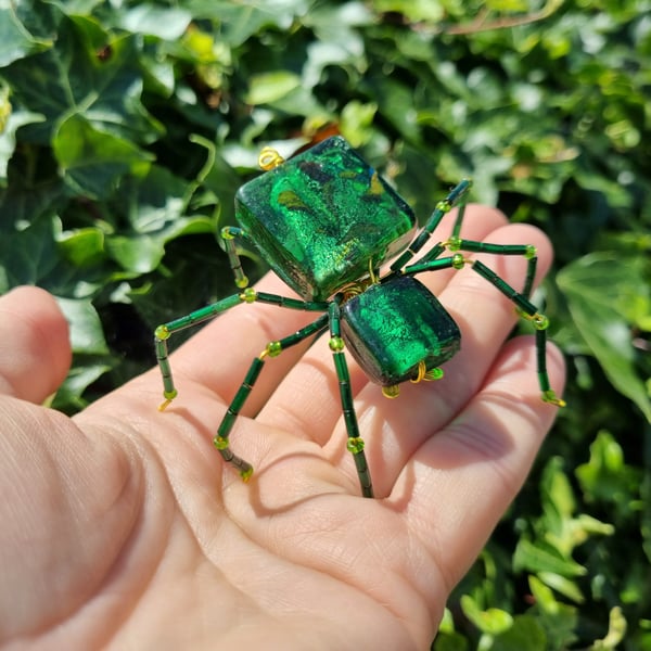 Large Hanging Glass Beaded Spider Decor