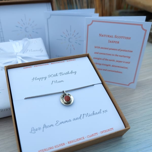 Stirlingshire Red Jasper Personalised Handmade Scottish Hammered Disc Necklace