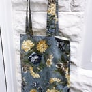 Shoulder Bag, Blue Yellow Floral Print , Eco Friendly Reusable Cotton Bag