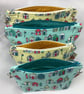 Beach huts makeup bag, Seaside zip bag, 2 size and colour options, Handmade - Image 7
