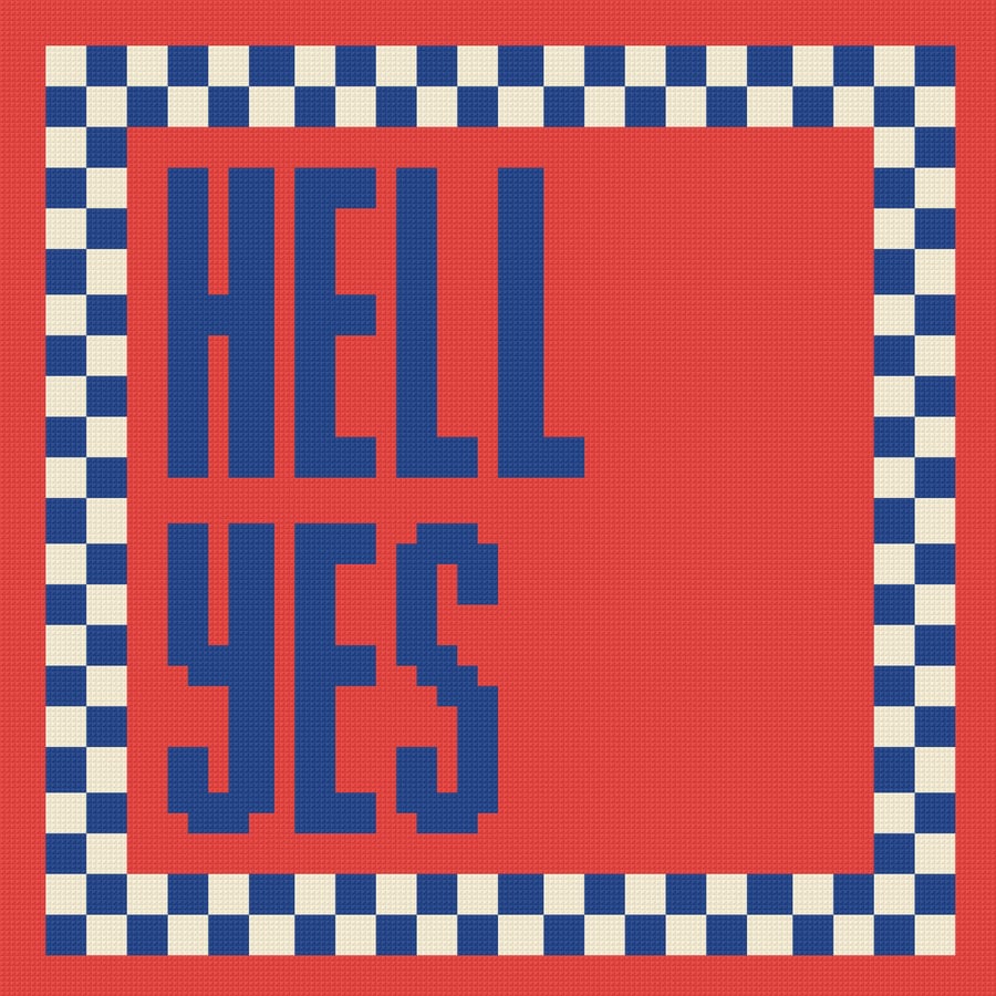 HELL YES Needlepoint Cushion Pattern - Large Digital Tapestry Chart PDF