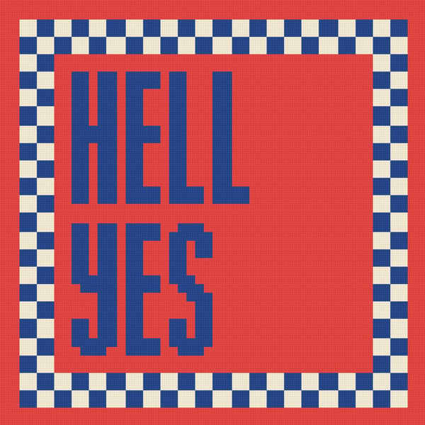 HELL YES Needlepoint Cushion Pattern - Large Digital Tapestry Chart PDF