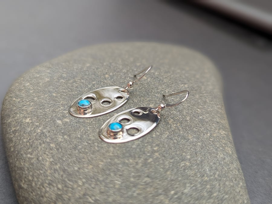 Turquoise Sterling Silver Earrings Oval
