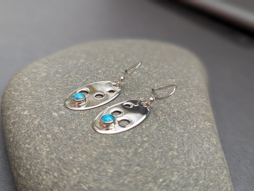 Turquoise Sterling Silver Earrings Oval
