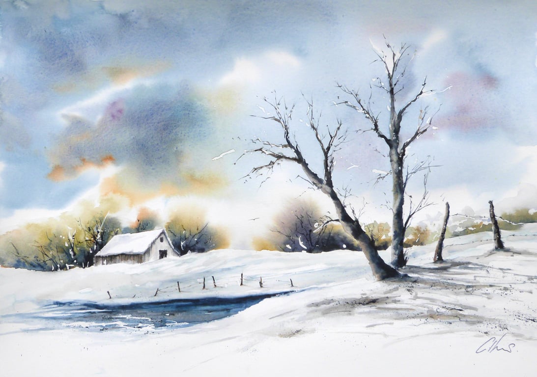 Lean, Original Watercolour Painting.