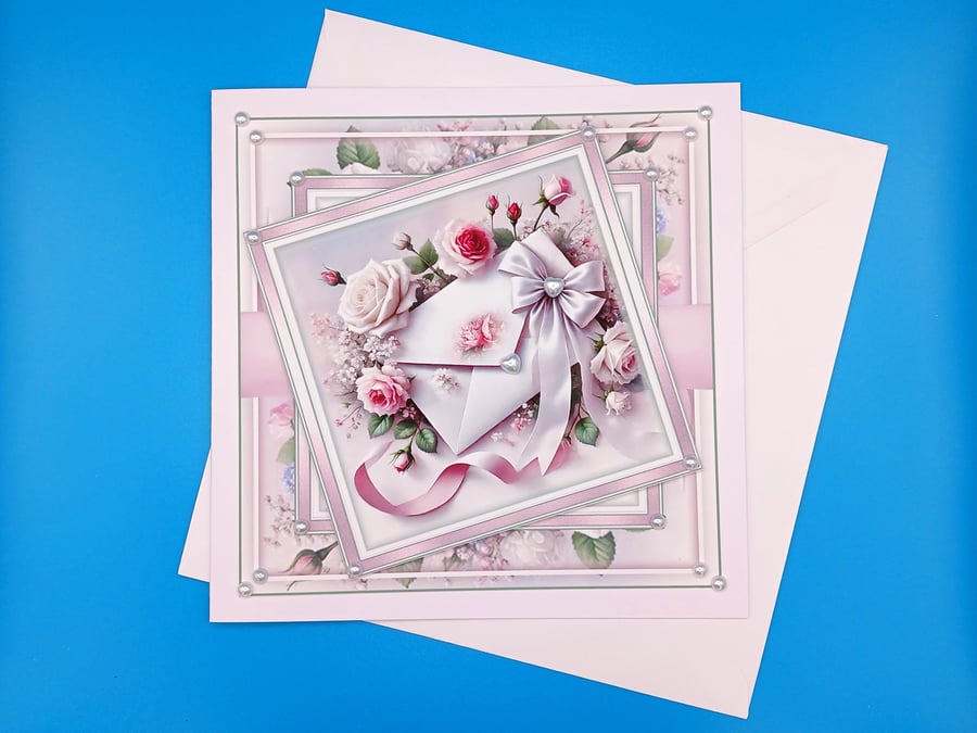 Wedding Day Card, 3d, Handmade, 8x8inches, 20x20cms