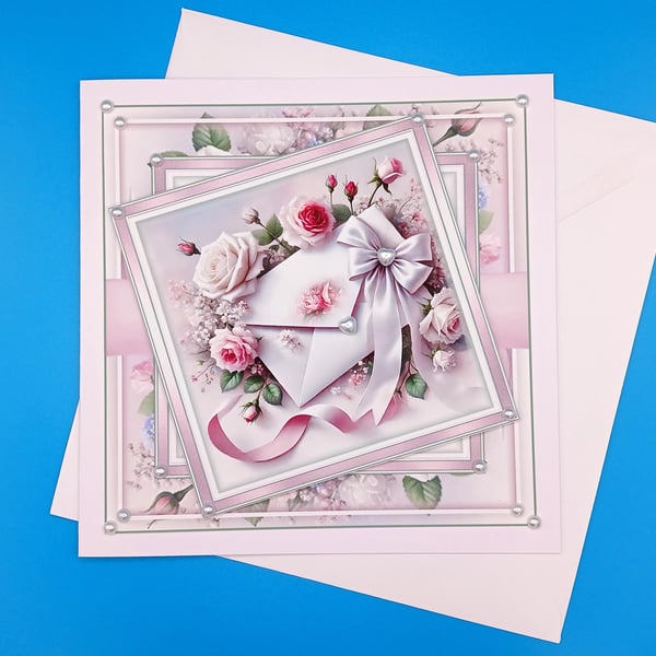 Wedding Day Card, 3d, Handmade, 8x8inches, 20x20cms