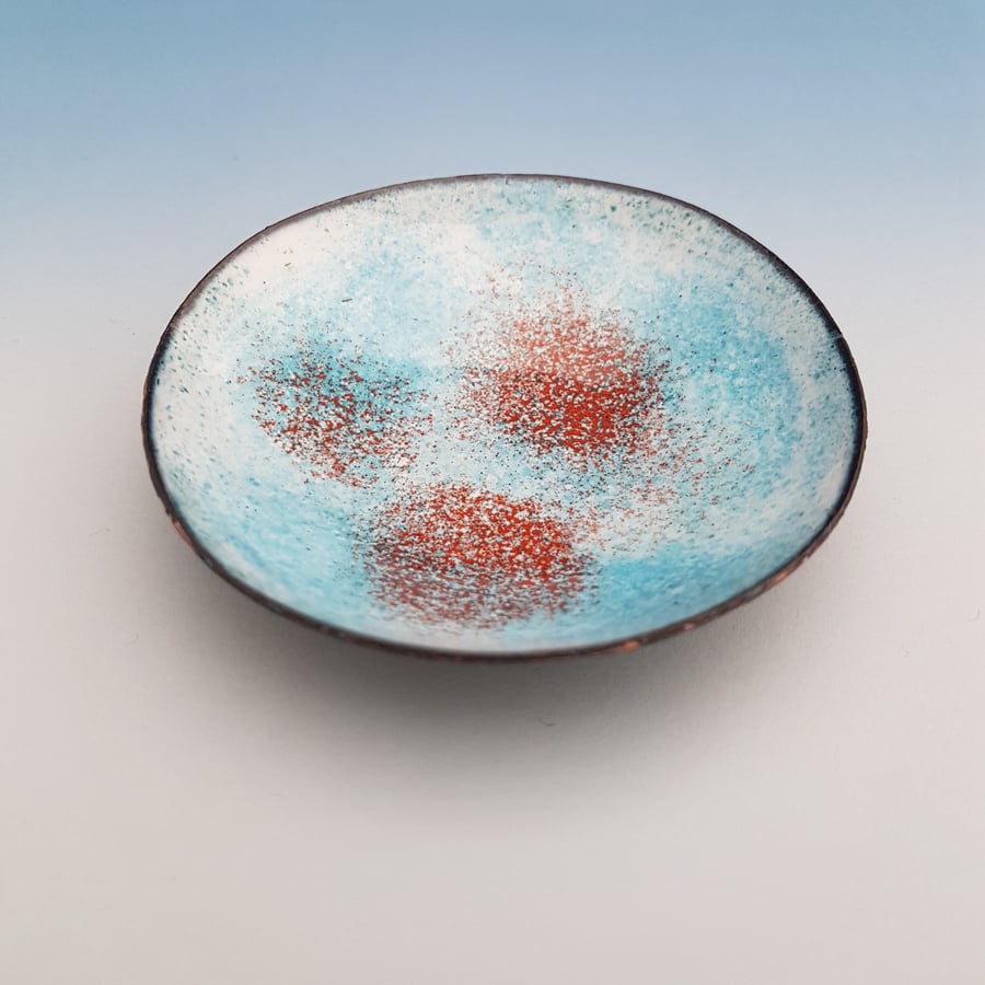 Turquoise and Orange Enamel Bowl