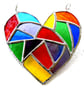 Fat Patchwork Heart Suncatcher Rainbow Stained Glass Handmade  - Image 7