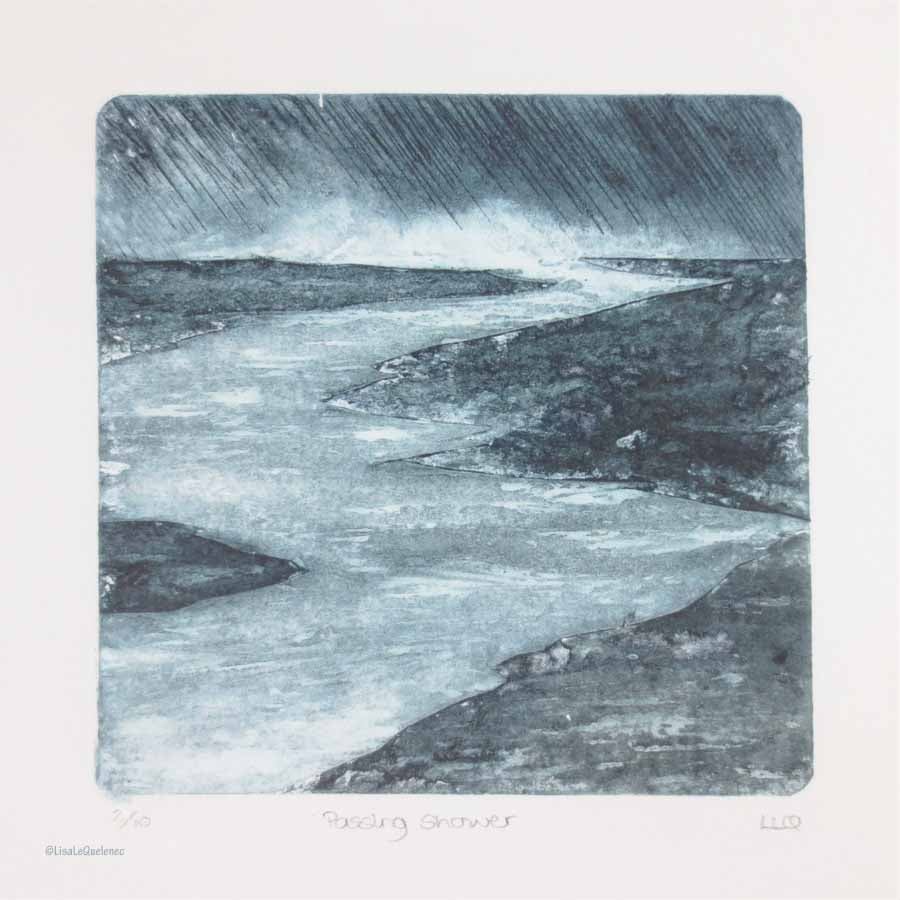 Original collagraph print storm landscape print 2 in an edition of 10