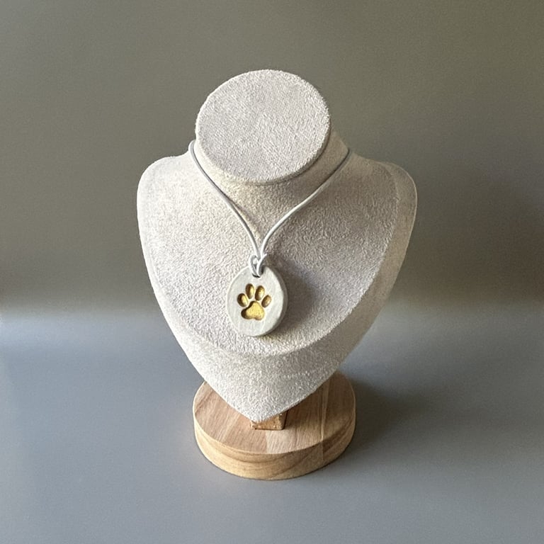 Clay Paw Pendant on Leather Cord – Lapa Oir Pendant: Celtic Moon