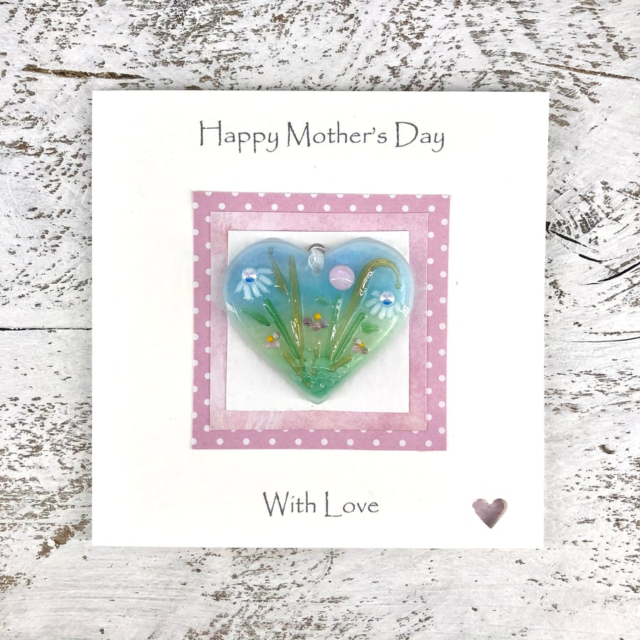 Mother’s Day Card with Detachable Glass Meadow Heart