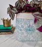 Hand Printed Linen Storage Basket, Storage Pot, Plant Pot - Teal Blue - Image 5