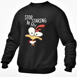Stop Staring At My C...  cartoon Jumper Sweatshirt Funny Joke Pullover Top
