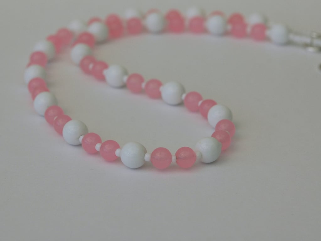 Rose Quartz Necklace with Sterling Silver Clasp