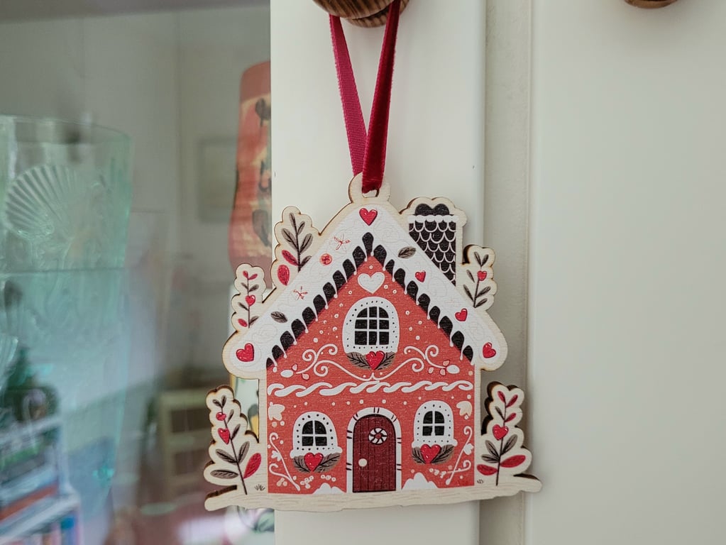 Wooden Christmas Decoration, Gingerbread House Christmas Tree Decor