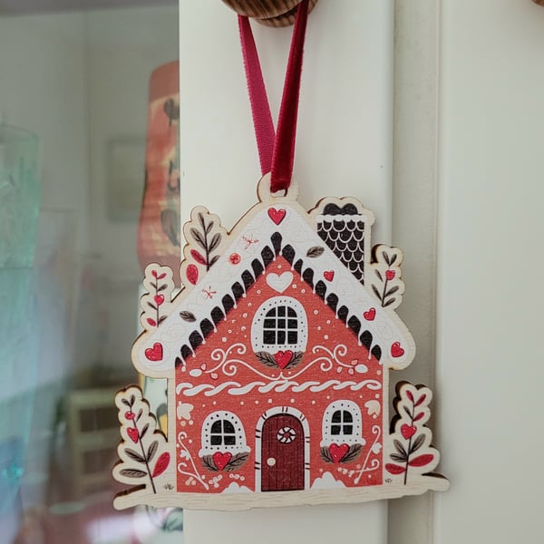 Wooden Christmas Decoration, Gingerbread House Christmas Tree Decor