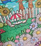 A cute little polkadot cottag with lots of flowers layered original artwork. - Image 3
