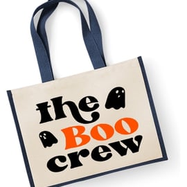 The BOO Crew Large Jute Bag - Halloween themed