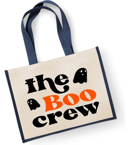 The BOO Crew Large Jute Bag - Halloween themed