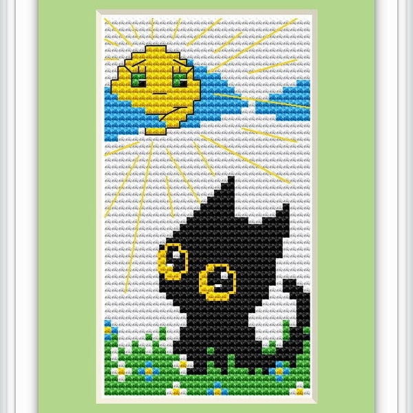 Daytime Black Cat Cross Stitch Kit - Luca S - Beginner 5.5 x 10cm
