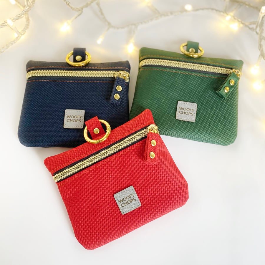 Waterproof Dog Treat Bag Pouch with GOLD hardware - FOREST GREEN