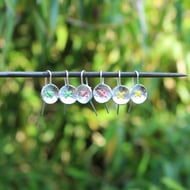 Silver button drop earrings, stitched buttons, silver earrings 