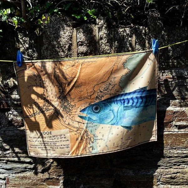 Looe Mackerel Cornwall Inspired Tea Towel