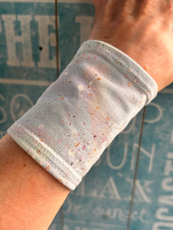 Pale Blue wide cuff bracelet repurposed fabric eco gift