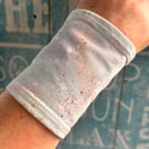 Pale Blue wide cuff bracelet repurposed fabric eco gift