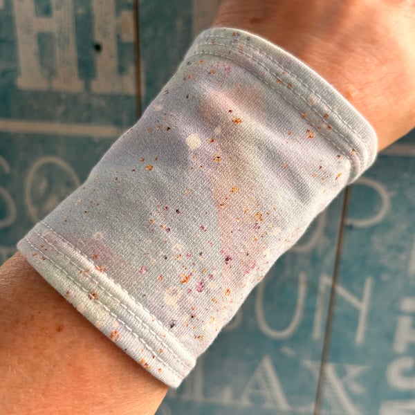 Pale Blue wide cuff bracelet repurposed fabric eco gift