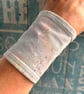 Pale Blue wide cuff bracelet repurposed fabric eco gift - Image 1