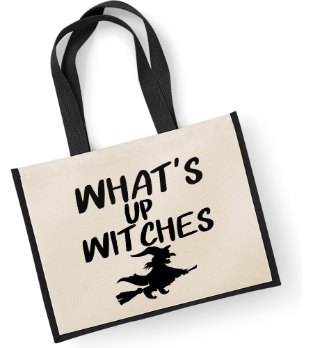 Whats Up Witches Large Jute Bag - Halloween Witch themed