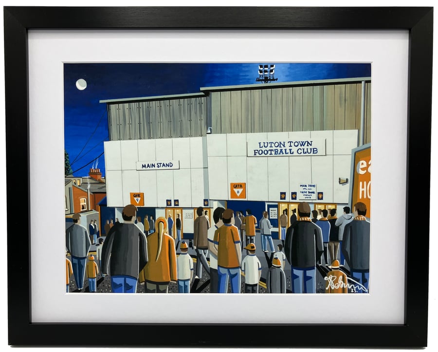 Luton Town, Kenilworth Road Stadium. High Quality Framed Football Art Print